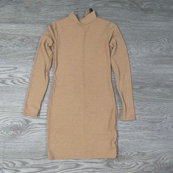 ❌SOLD❌NWOT Nude Ribbed Turtleneck Dress - Picture 4 of 8